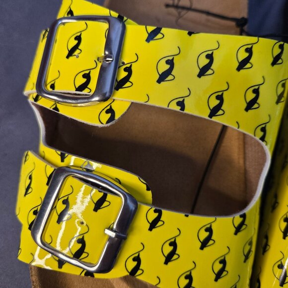 Y2K Baby Phat Yellow Flat Slides Sandles Buckles Womens US 6 Cat Logo - Picture 3 of 5